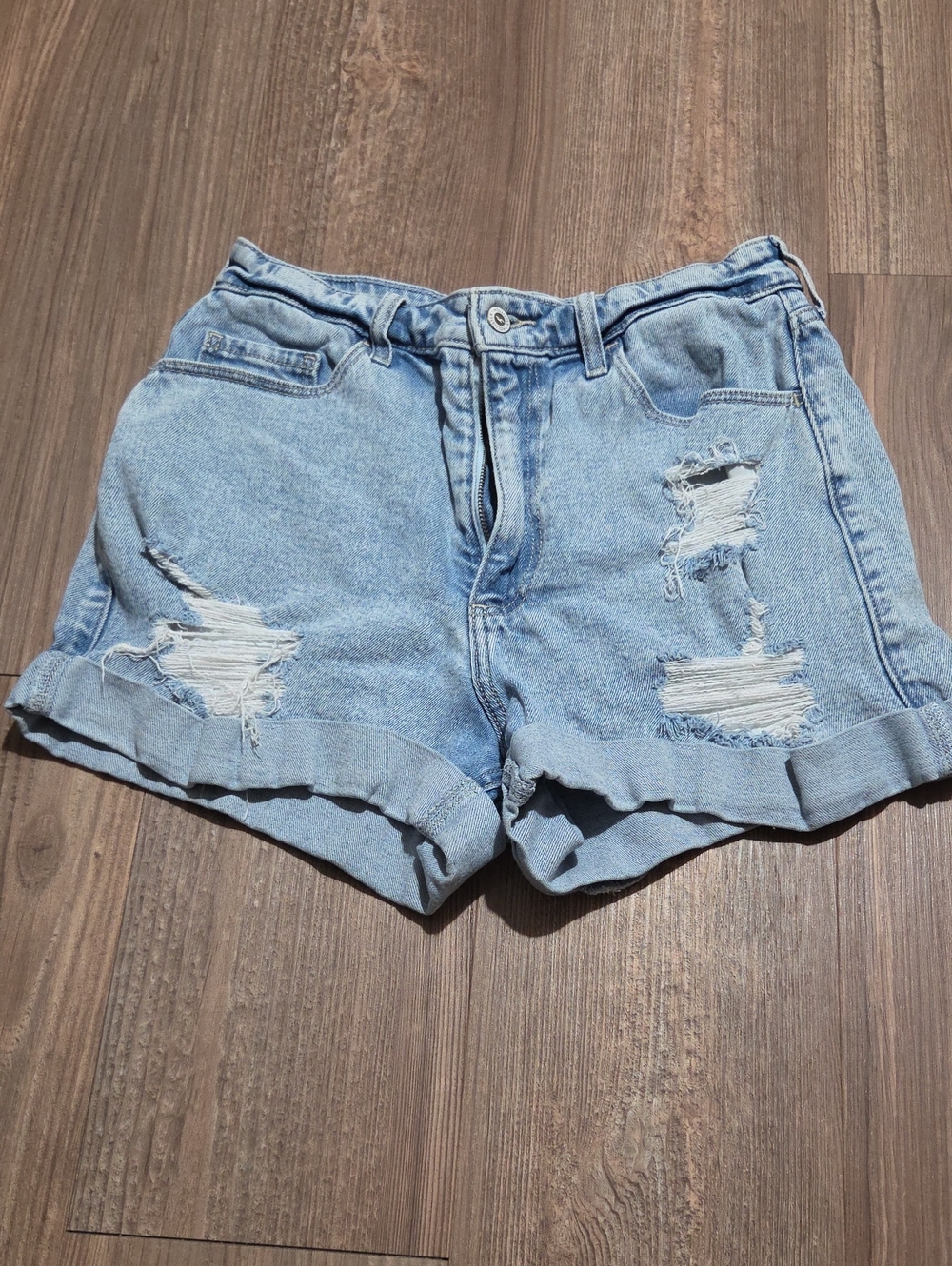 Light Blue Hollister Distressed Denim Shorts
